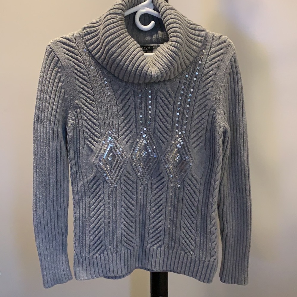 🔥2/$8.50 Talbots Grey Sequined Sweater